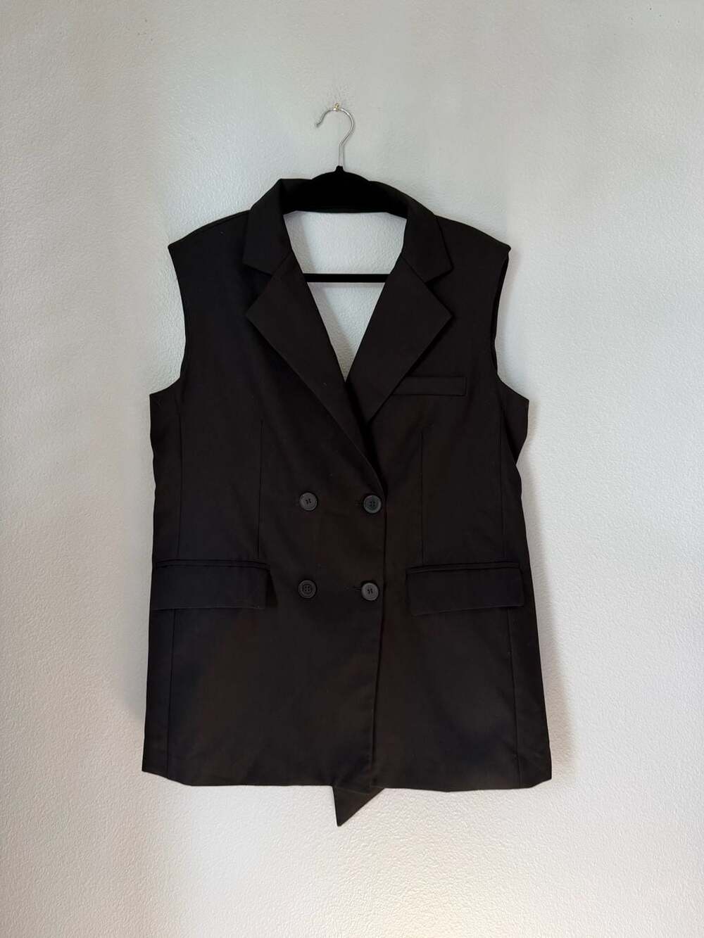 Betsy Open-Back Bow Mini Dress Size L Black Vest